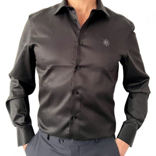 black shirt for men - Like the Sun embroidered - E-shop - LIKE THE SUN - MARIO CIMARRO